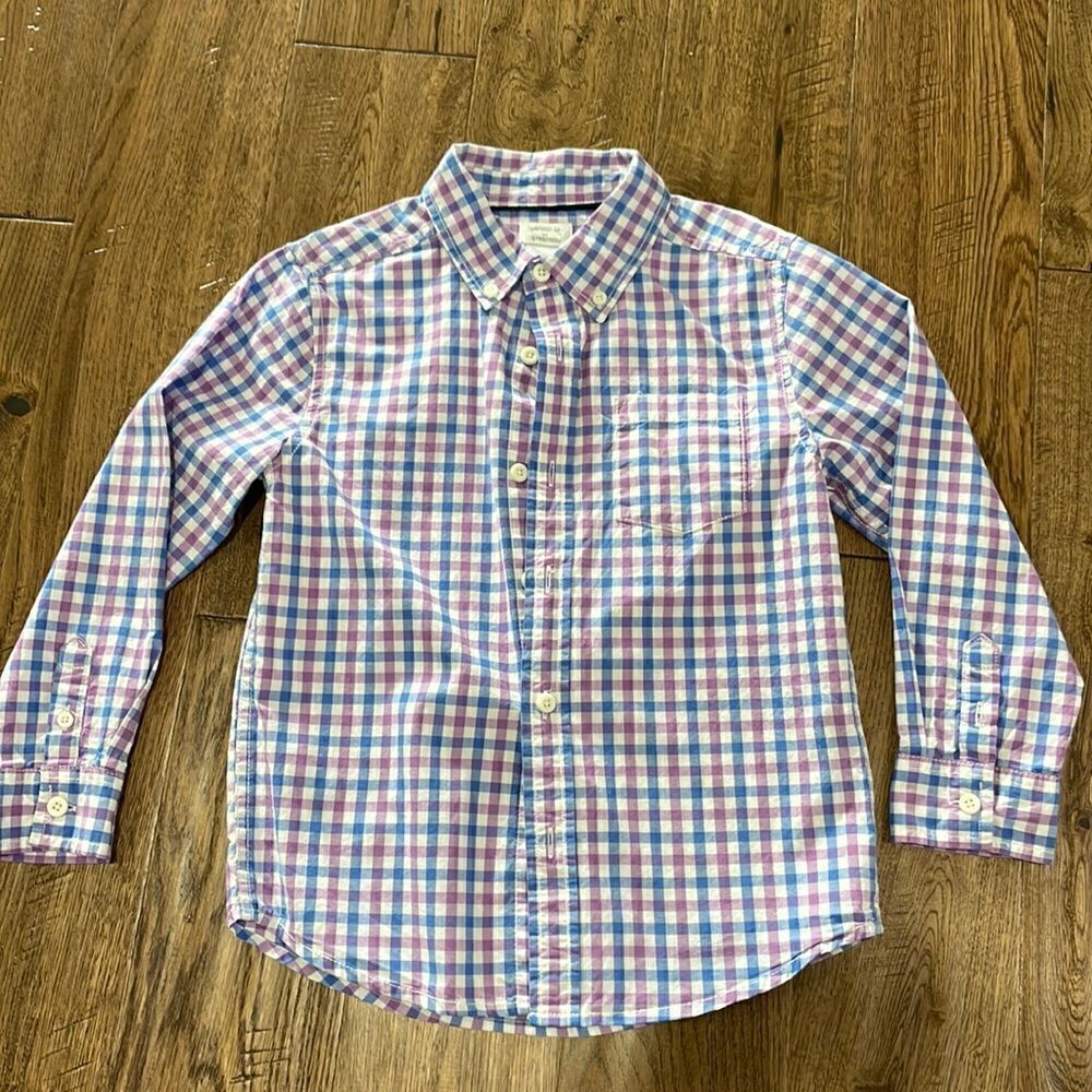 Gymboree Boys purple and blue checked dress shirt. Sz 5-6